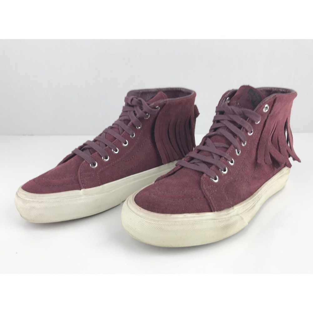 Vans‎ SK8-Hi Fringe Suede Maroon High Top Sneakers Shoes Women's Size 7